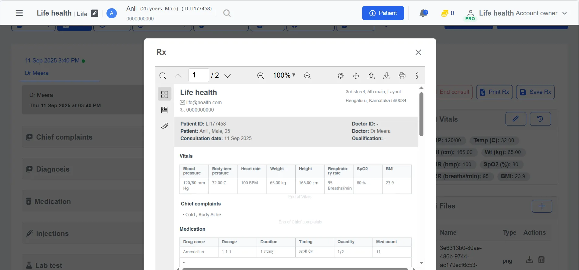 Clinicoz multi-lingual translation rx casesheet