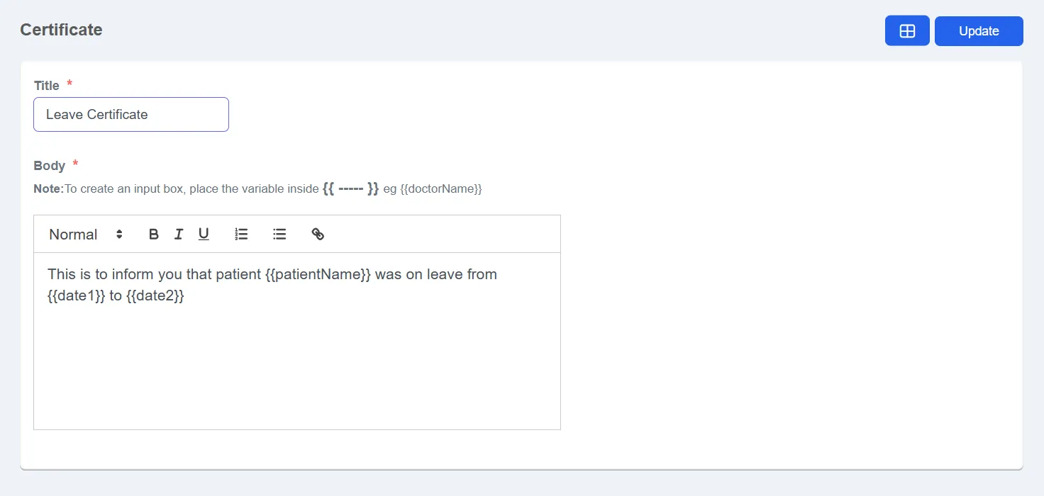 Clinicoz patient medical certificate form
